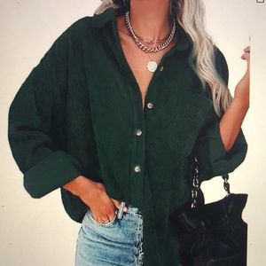 Oversized Green Corduroy Shacket